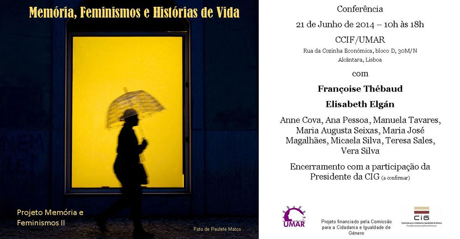 Conferência «Memória, Feminismos e Histórias de Vida» (21 de junho, Alcântara - Lisboa)