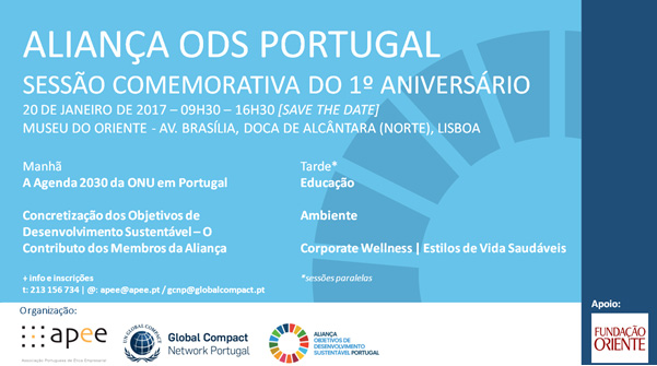 1.º Aniversário da Aliança ODS Portugal (20 jan., Lisboa)