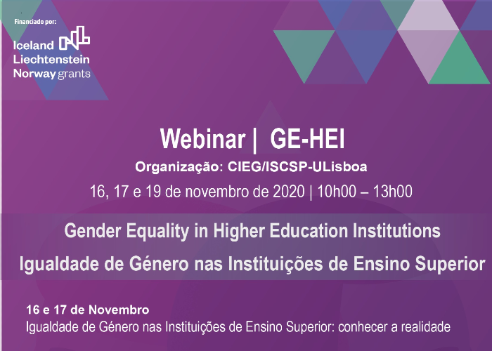 Webinar: GE-HEI – Igualdade de Género nas Instituições de Ensino Superior