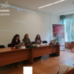 Mesa de apresentação do projeto, com Sandra Ribeiro, Maria Mineiro e Margarida Lima Rego