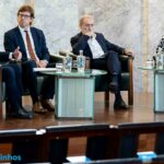 Fotografia do painel de abertura com Manuel Albano, Carlos Mouta, António Taveira Gomes e Fátima Melo